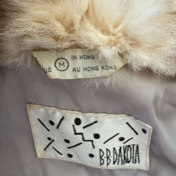 Vintage Dyed Rabbit Made In Hong Kong Fur Coat Mob Wife Luxury Cream Size Medium - Picture 5 of 10